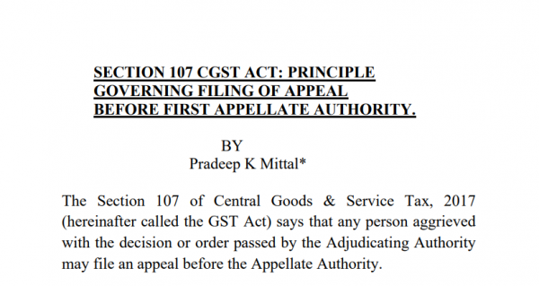 PRINCIPLE GOVERNING FILING OF APPEAL BEFORE FIRST APPELLATE AUTHORITY.