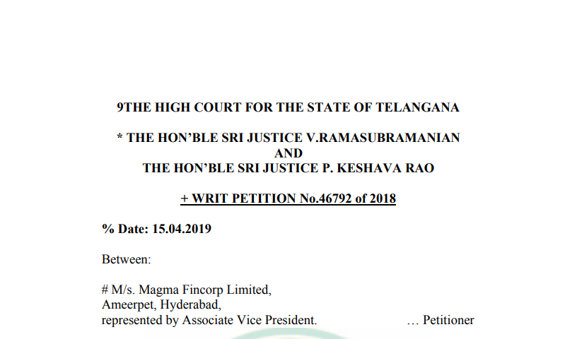 Telangana HC in the case of M/s. Magma Fincorp Limited
